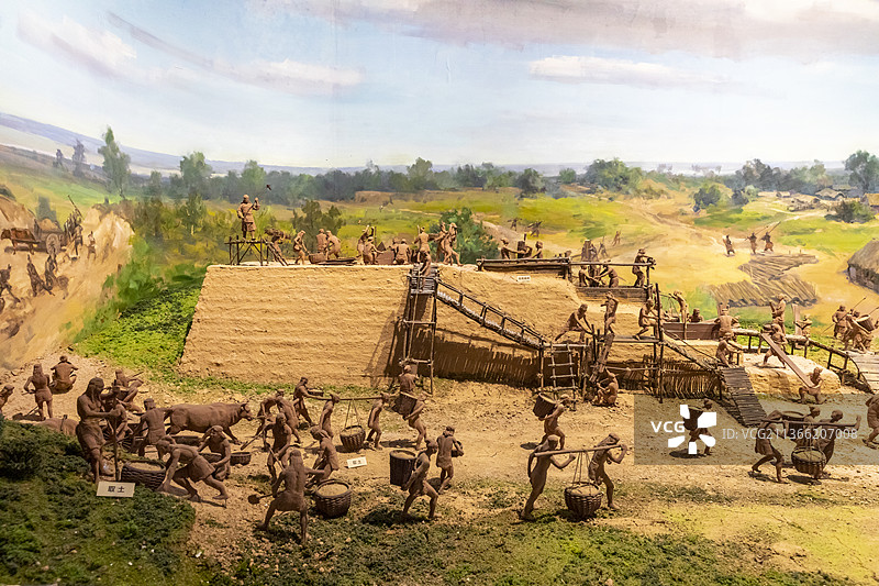 河南郑州商都遗址博物院郑州商代都城营建场景沙盘模型图片素材