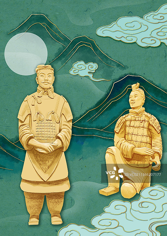 西安秦始皇兵马俑山云图图片素材