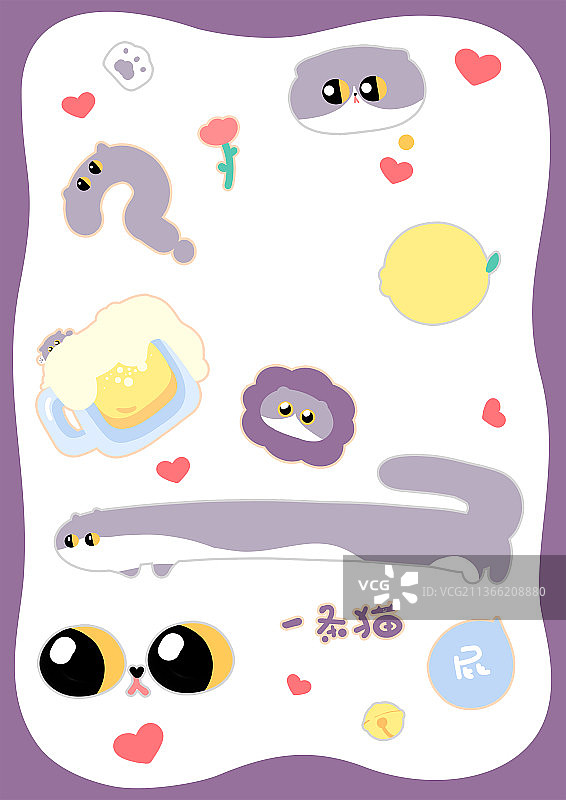 可爱猫咪贴纸图片素材
