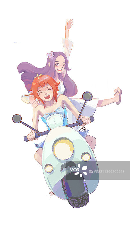 骑摩托的女孩图片素材