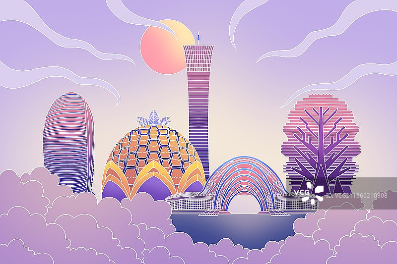 海南城市形象创意插画图片素材