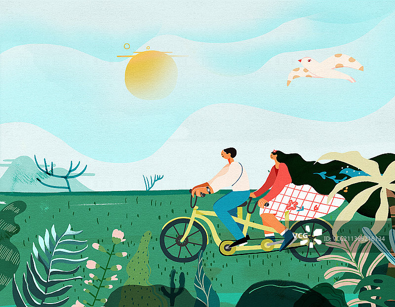 环保主题插画 保护森林 低碳出行图片素材