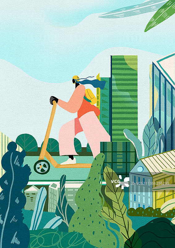 一个人低碳出行 竖构图图片素材