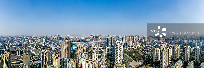 上海静安区城市风光全景航拍图片素材