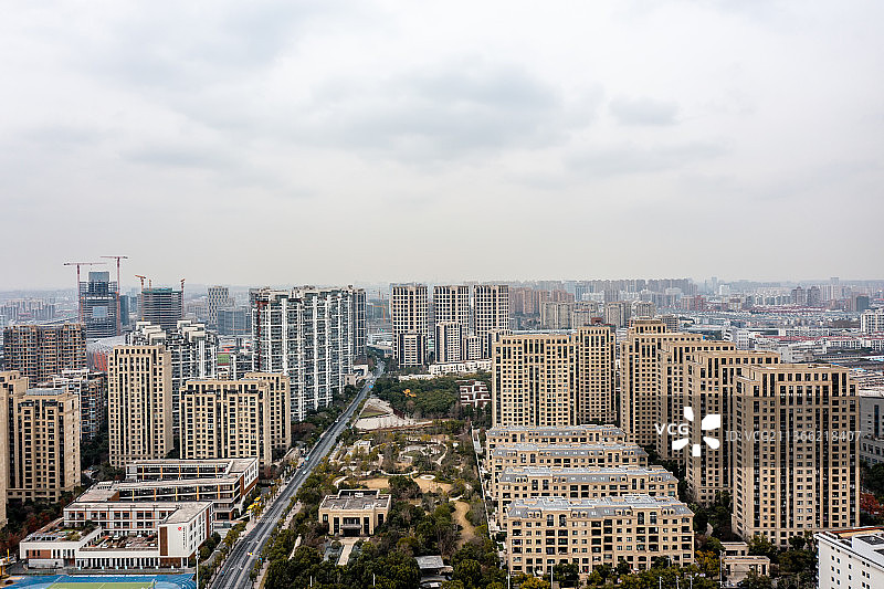 上海静安区城市风光全景航拍图片素材