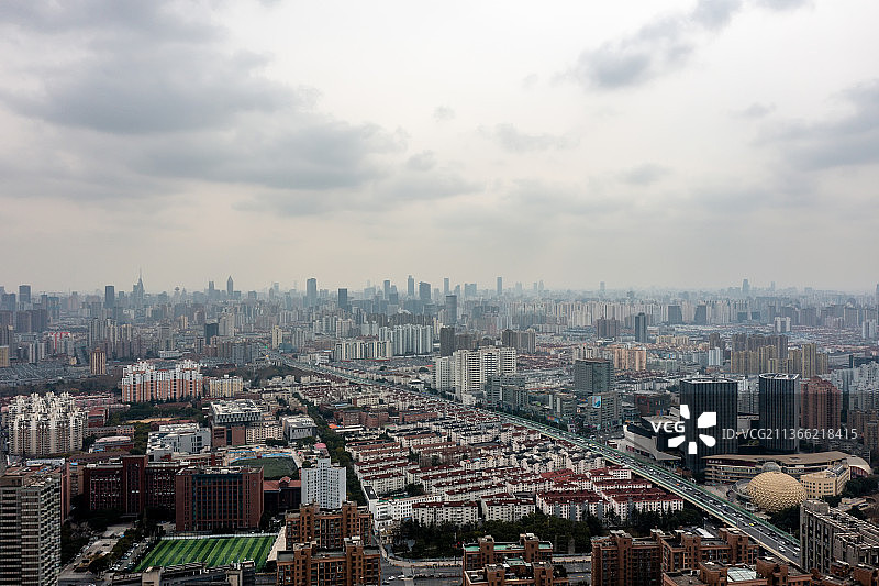 上海静安区城市风光全景航拍图片素材