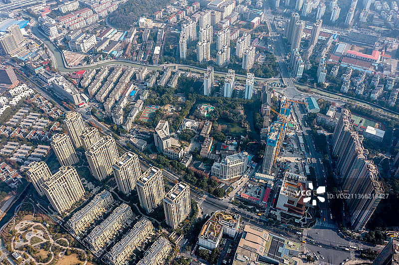 上海静安区城市风光全景航拍图片素材