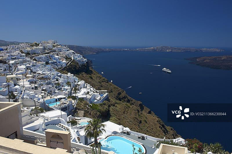 希腊圣托里尼岛菲罗斯特法尼和伊莫洛维里图片素材