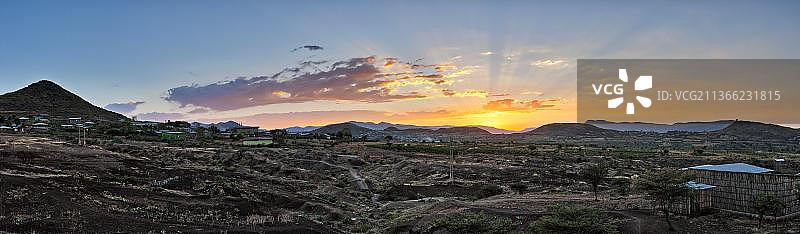 埃塞俄比亚耶加雷姆日落全景风光图片素材
