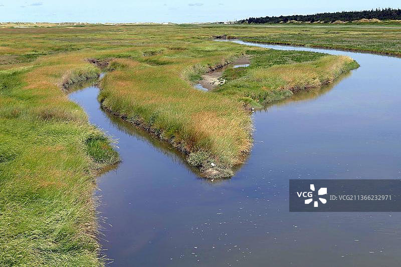 德国诺德弗里斯兰地区的圣彼得奥尔丁盐沼和潮滩图片素材