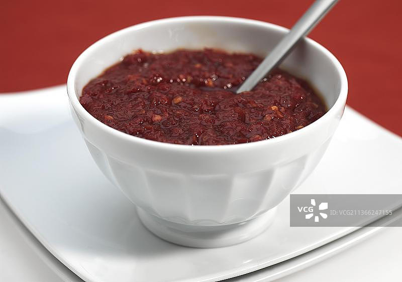哈里萨辣酱碗，北非辣椒酱图片素材