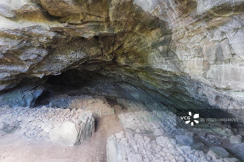 复活节岛拉帕努伊国家公园Ana te Pahu熔岩隧道，智利，联合国教科文组织世界遗产，南美洲图片素材