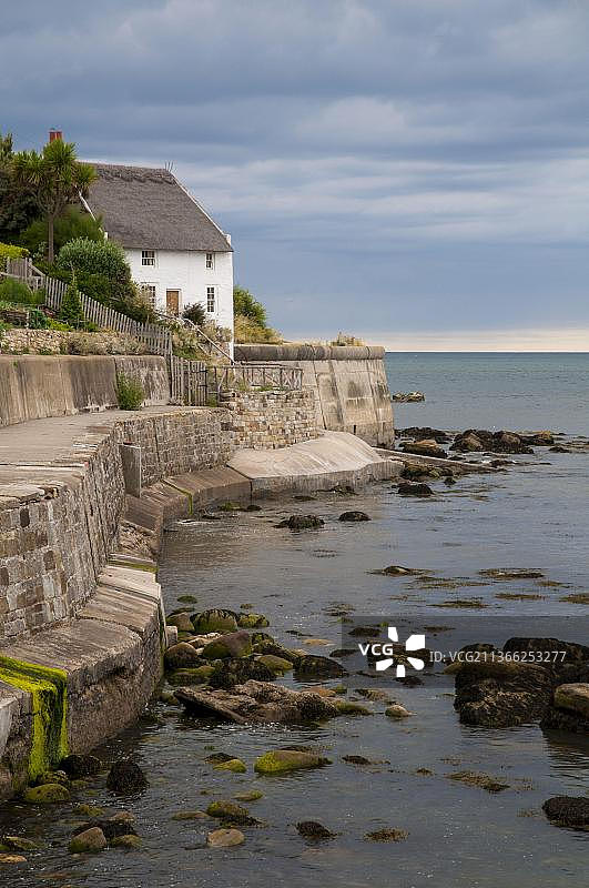 英国，英国，欧洲，北约克郡，北约克摩尔公园，伦斯威克湾，海景渔民小屋图片素材