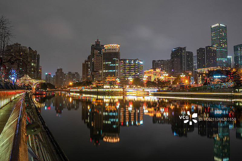 中国四川成都锦江城市夜景图片素材