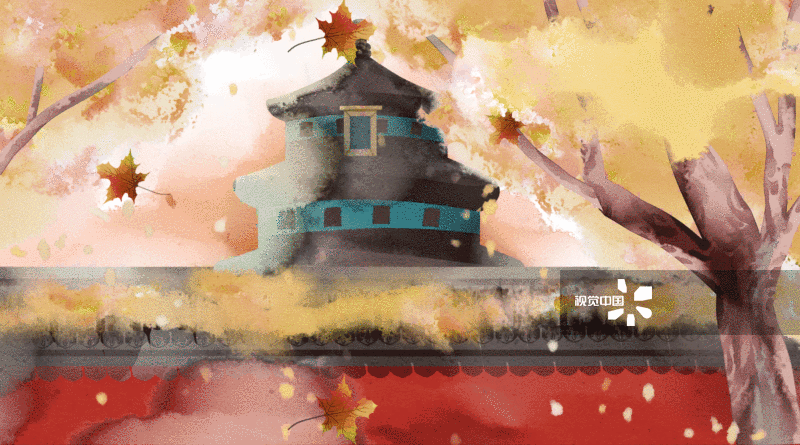 北京天坛秋天落叶风景图片素材