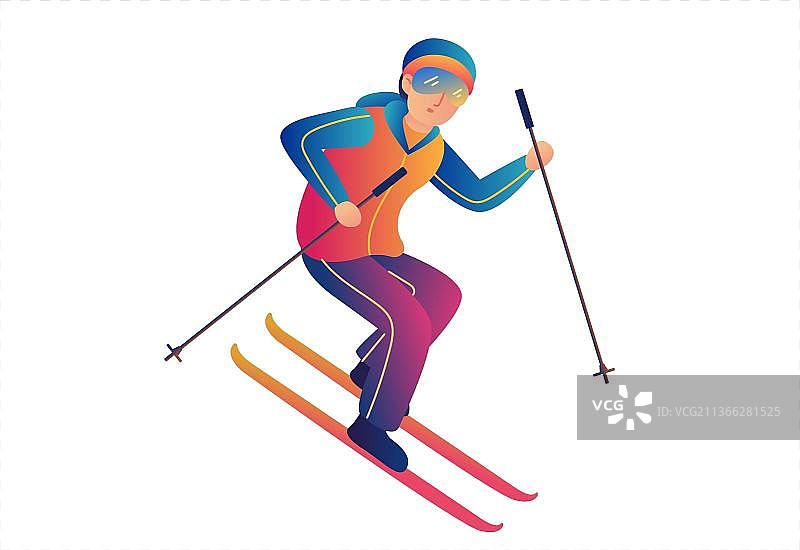 运动会运动员滑雪比赛插画图片素材