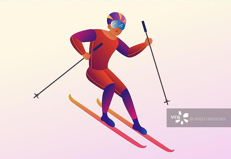 运动会运动员滑雪比赛插画图片素材
