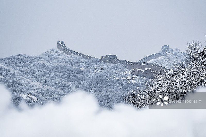 八达岭长城雪景图片素材