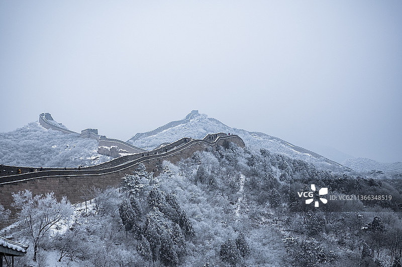 八达岭长城雪景图片素材