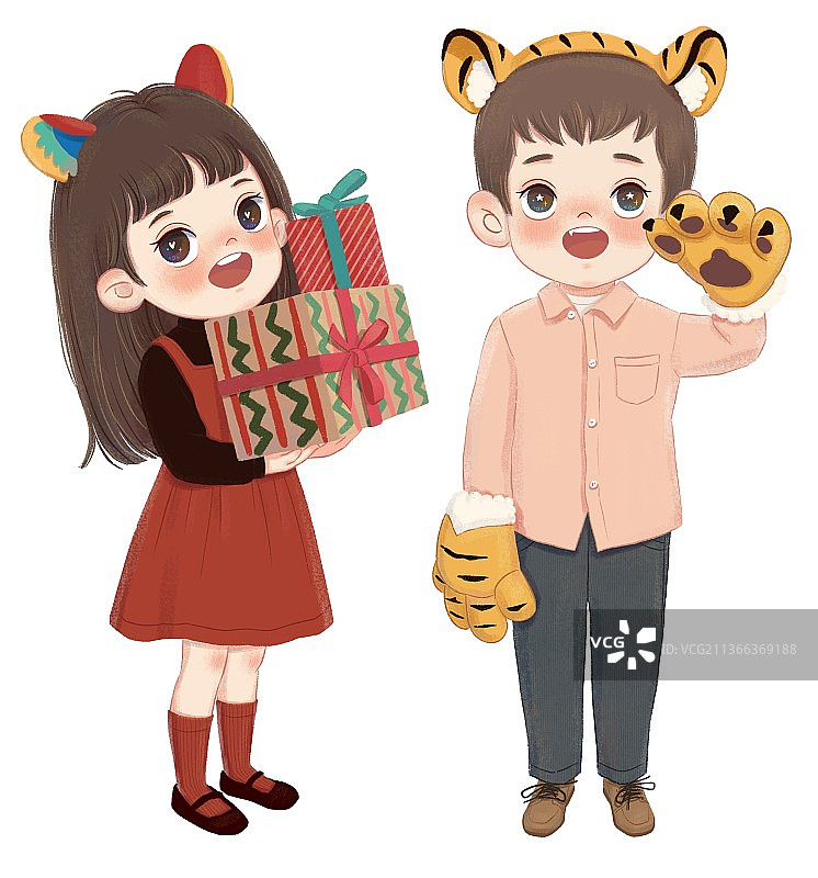 虎年贺岁人物图片素材