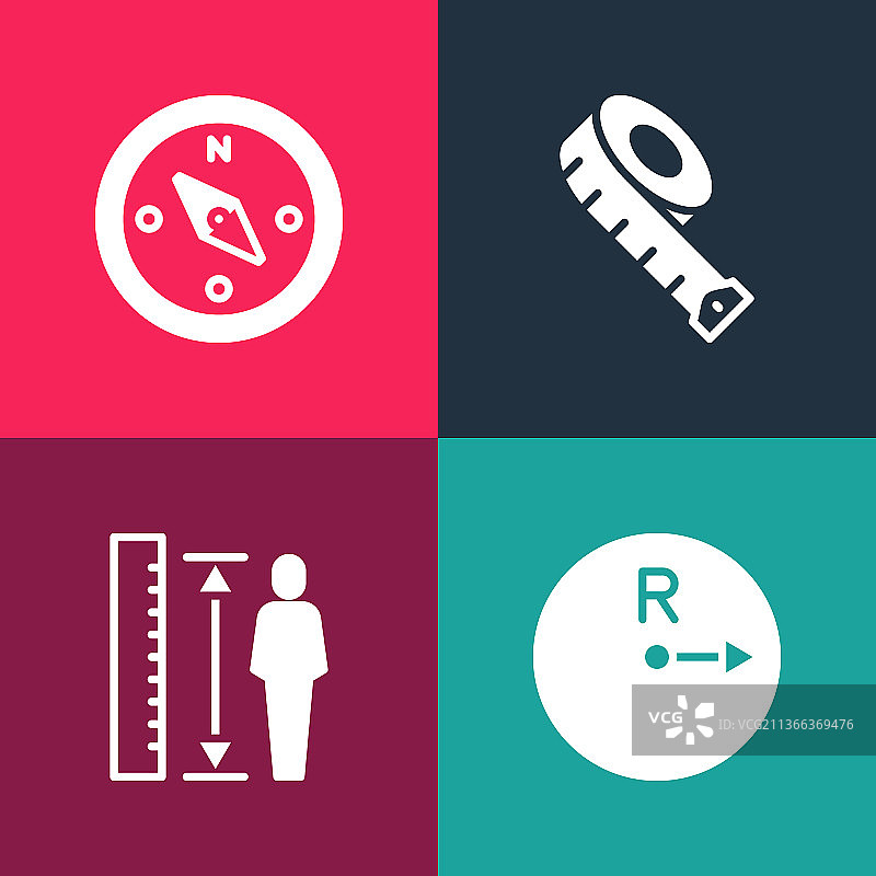 波普艺术风格半径测量身高卷尺图片素材