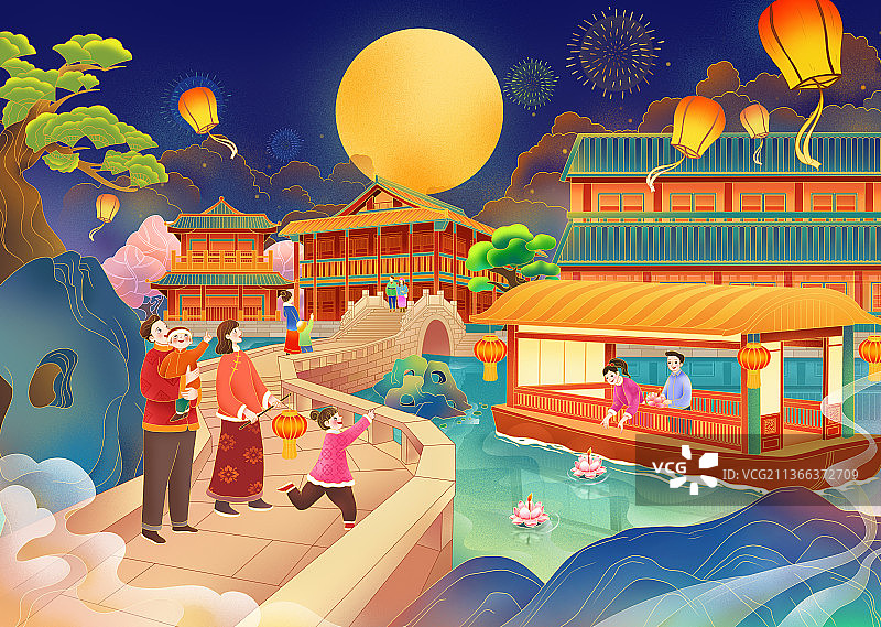 节日月色欣赏图片素材