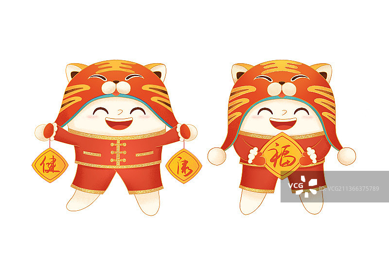 拟人化牙齿戴虎帽白底图片素材