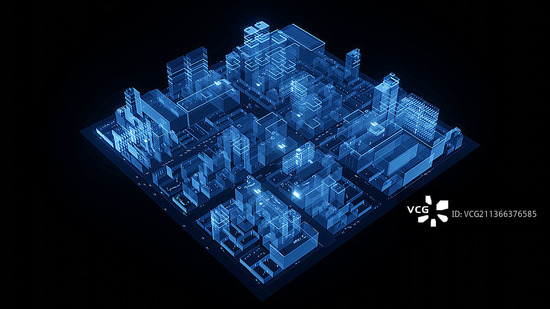 蓝色科技感全息投影城市图片素材