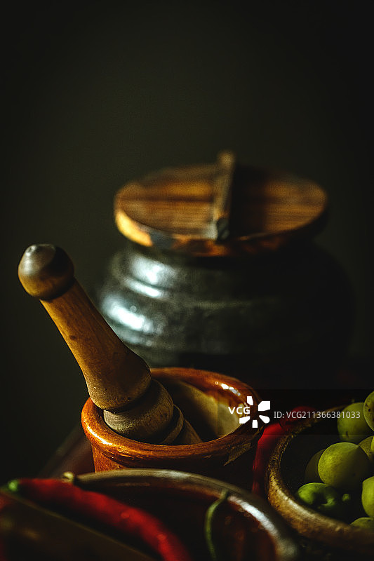 老式厨具蒜臼图片素材