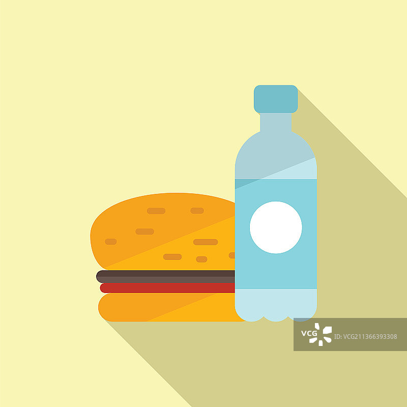 午餐水瓶图标（扁平风格，健康餐）图片素材