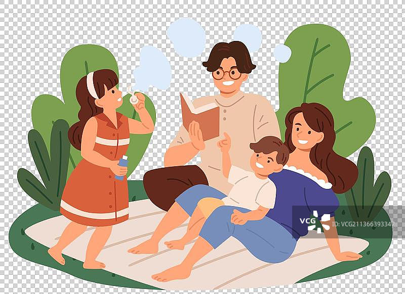 与孩子们在户外玩耍和讲故事图片素材