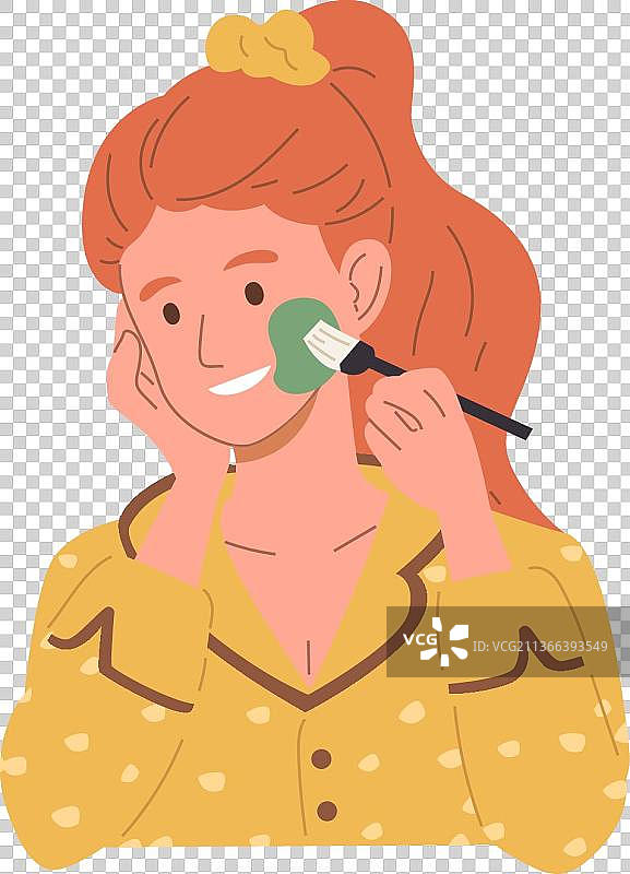 女孩用粘土面膜图片素材