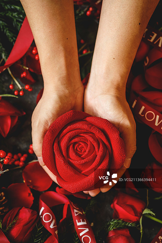 双手捧着的玫瑰花图片素材