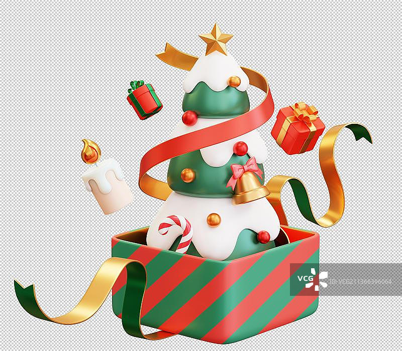 3D圣诞树在礼物盒图片素材