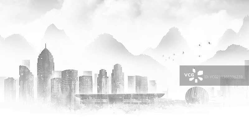 绍兴建筑插画图片素材