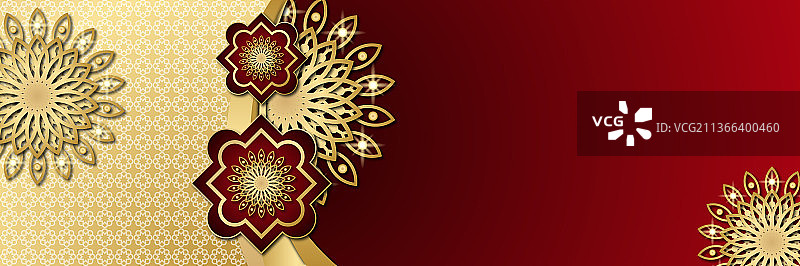 斋月卡里姆横幅背景，灯笼和月亮图片素材