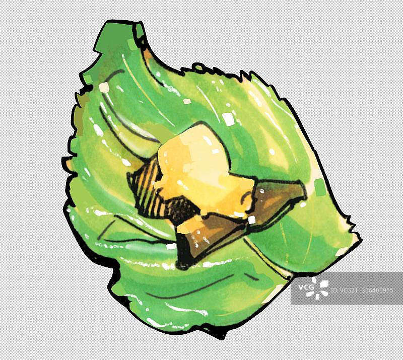 装着酱料的叶子 日料店 芥末 黄芥末 美食食物餐饮菜单饮食图片素材