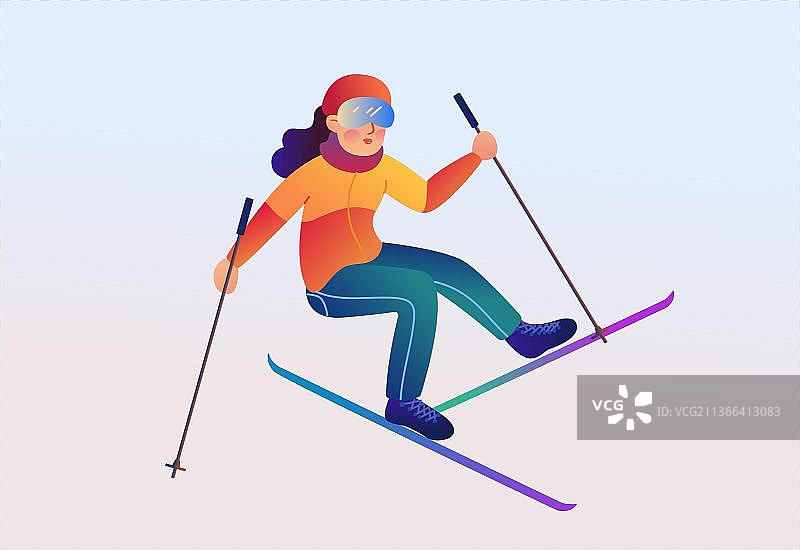 运动会运动员滑雪比赛插画图片素材