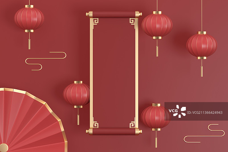 不同颜色背景下的中国风灯笼图片素材