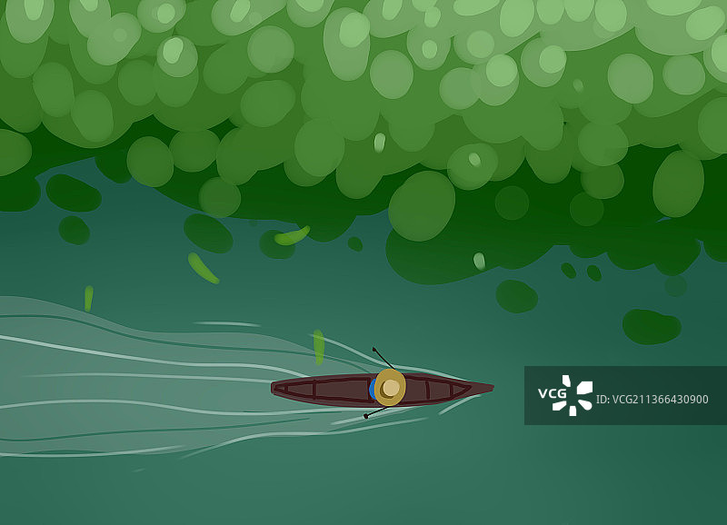 在荷塘里划船图片素材