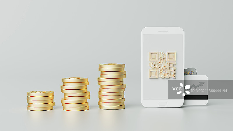 3D金融金币手机创意图图片素材