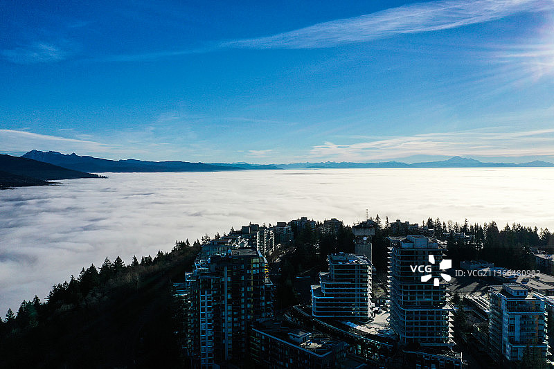 云海奇观 云海覆盖全部温哥华城市图片素材
