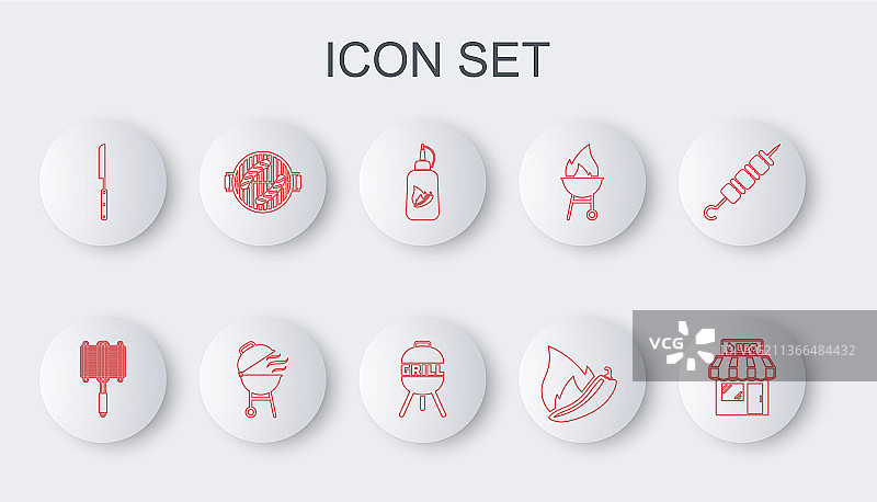 烧烤购物大楼钢格栅矢量线条图片素材