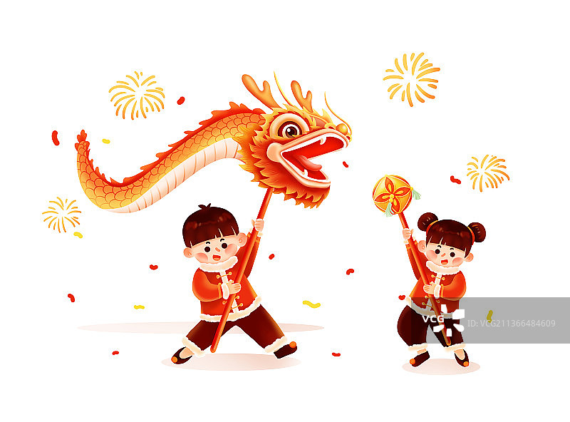 舞龙庆祝新年图片素材
