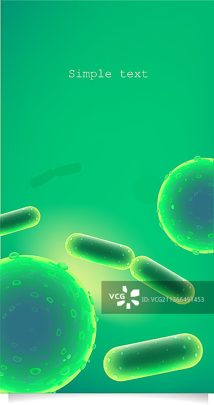 具有文本空间的3D彩色细菌背景图片素材