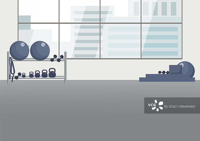 空旷的健身房扁平色设计图片素材