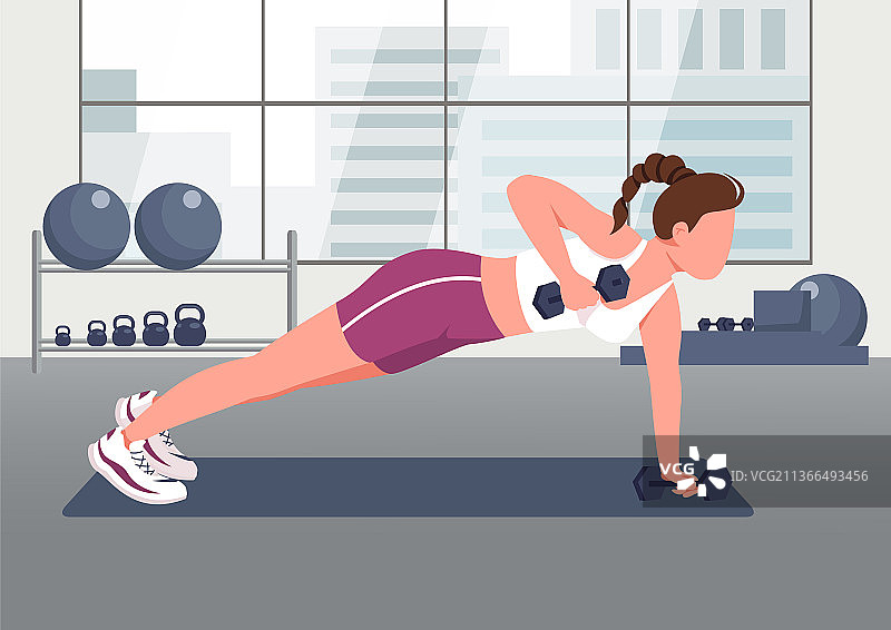 平板哑铃俯卧撑图片素材