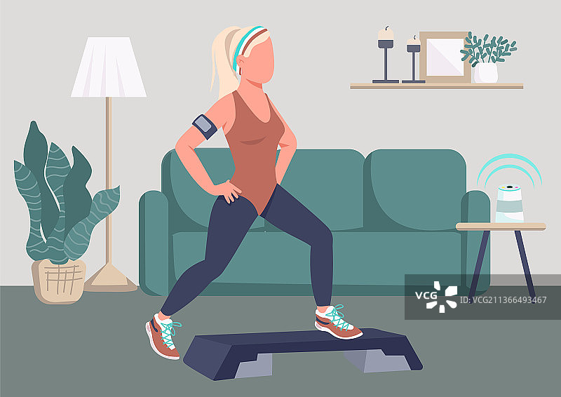 台阶训练扁平风插画图片素材