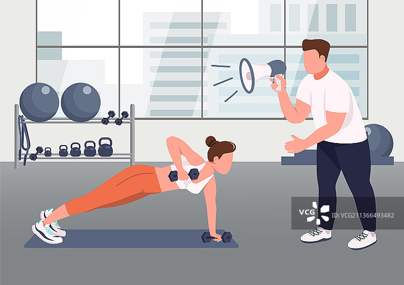 健身教练服务扁平风图标图片素材