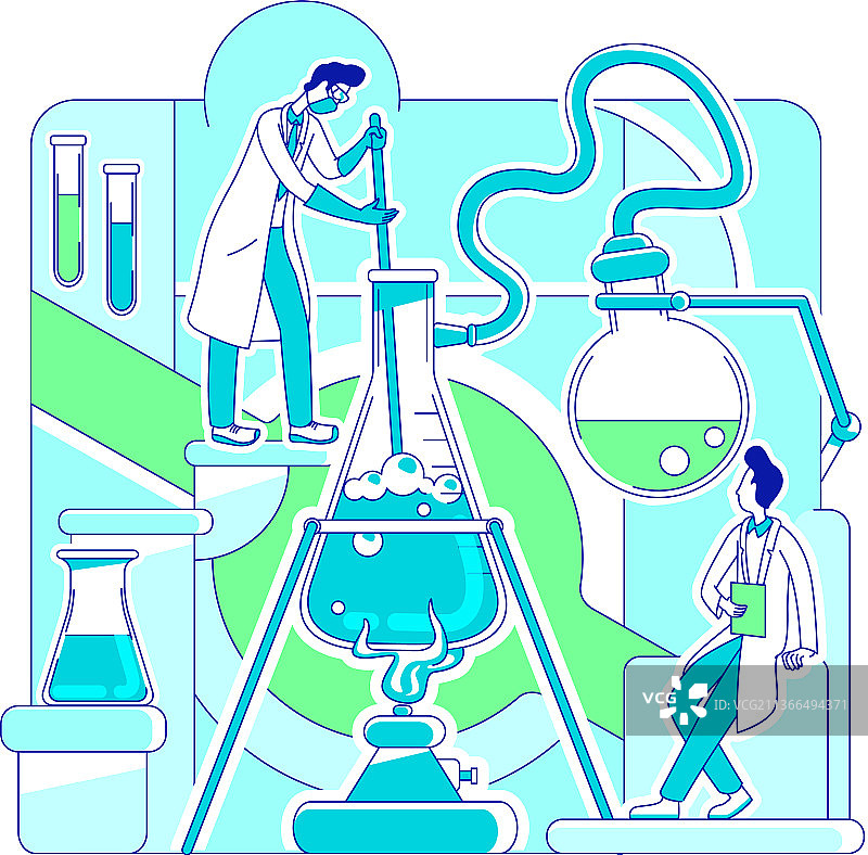 化学反应细线风格图片素材